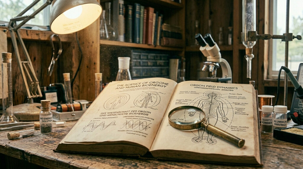 Wilhelm Reich orgone science research book with energy field diagrams